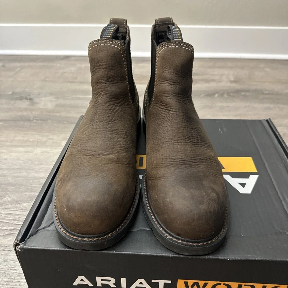 Semi new Ariat Groundbreaker Chelsea Waterproof WORK MAN in DARK BROWN SZ 14 D